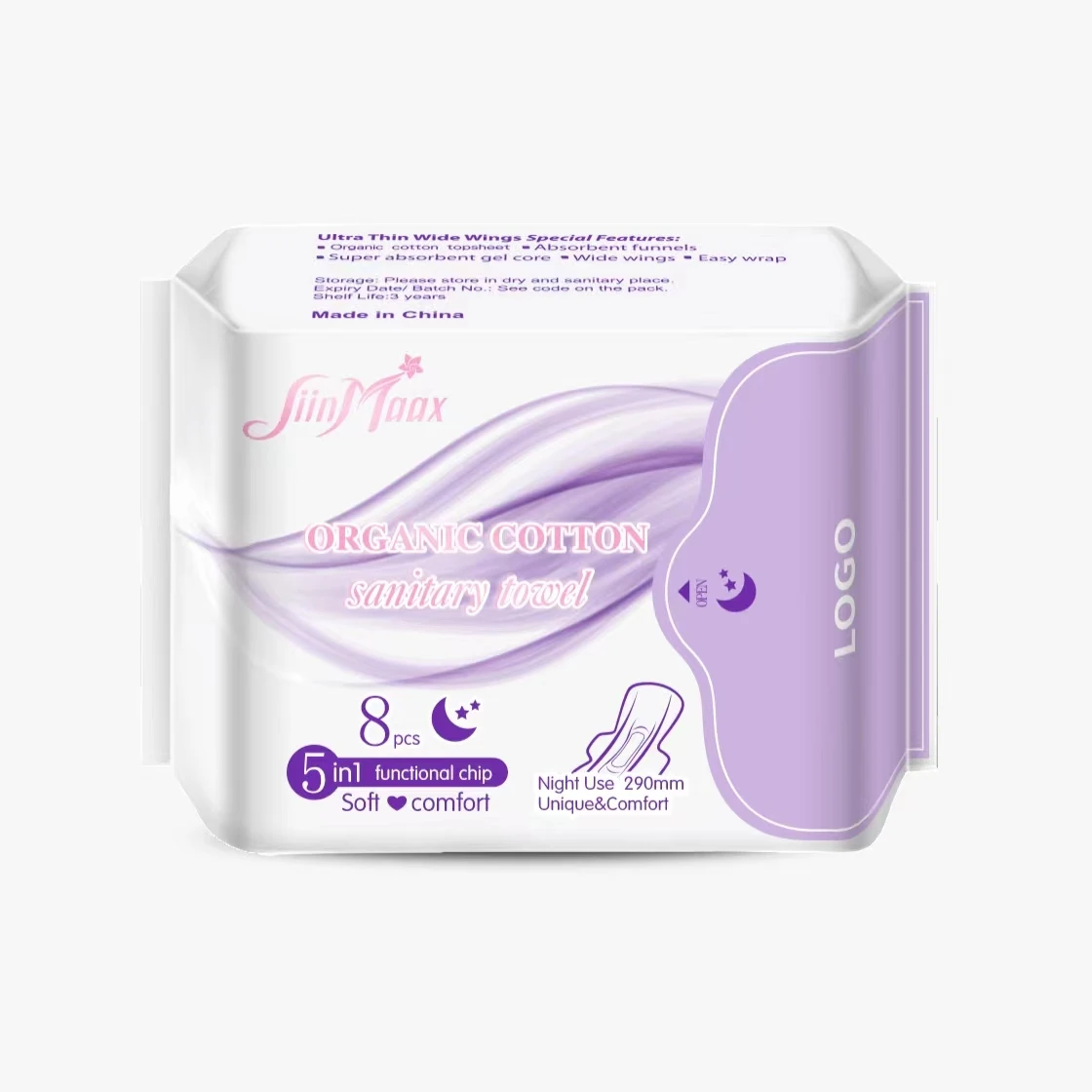 Organic Cotton Menstrual Feminine Hygiene Period Lady Napkin Sanitary Pad For Women