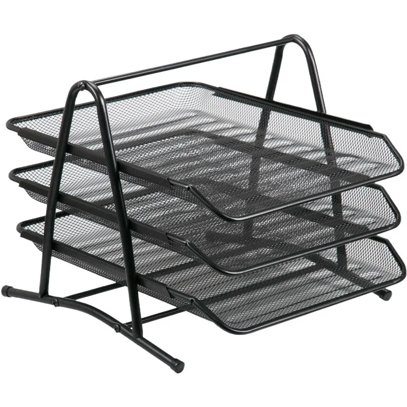 Office Stationery Wire Mesh Desk Document Tray With 2 Layer