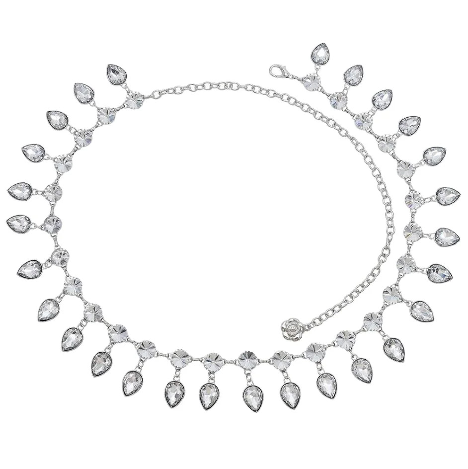 
NEW WOMEN WATER DROP CRYSTAL BELLY CHAIN DANCE WAIST CHAINS STATEMENT BODY CHAINS SUMMER PARTY JEWELRY 