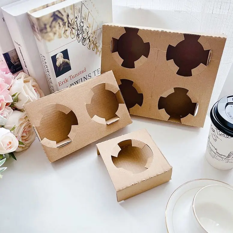 Customized Environmentally Friendly Disposable Cup Holder Corrugated Cup With Milk Tea Paper