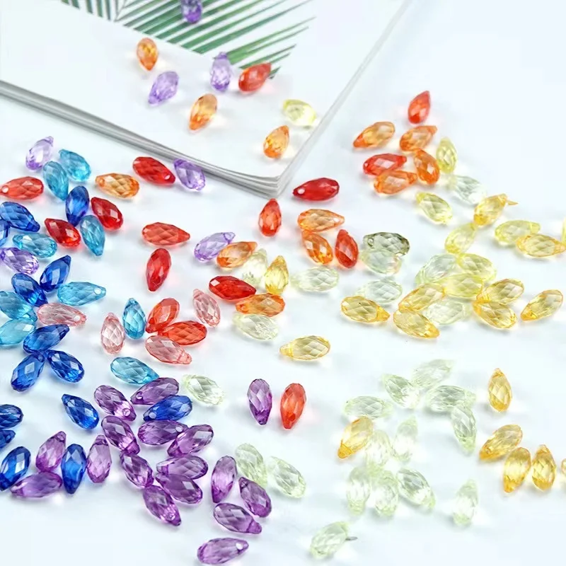 Wholesale 6*11mm Acrylic Crystal Teardrop Beads Faceted For DIY Jewelry making Garment Accessories