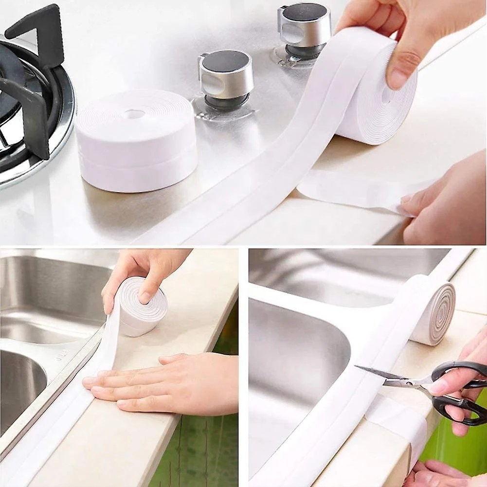 Mould Proof Waterproof Caulk Strip Oil Proof Flexible Self Adhesive Sealing Tape for Bathroom Shower Floor Wall Seam Kitchen