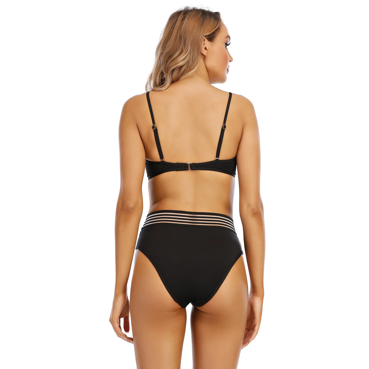 Wholesale Hot Solid Color High Waist Bikini Wholesale High Quality Female Swimsuit Condole Belt Swimsuits