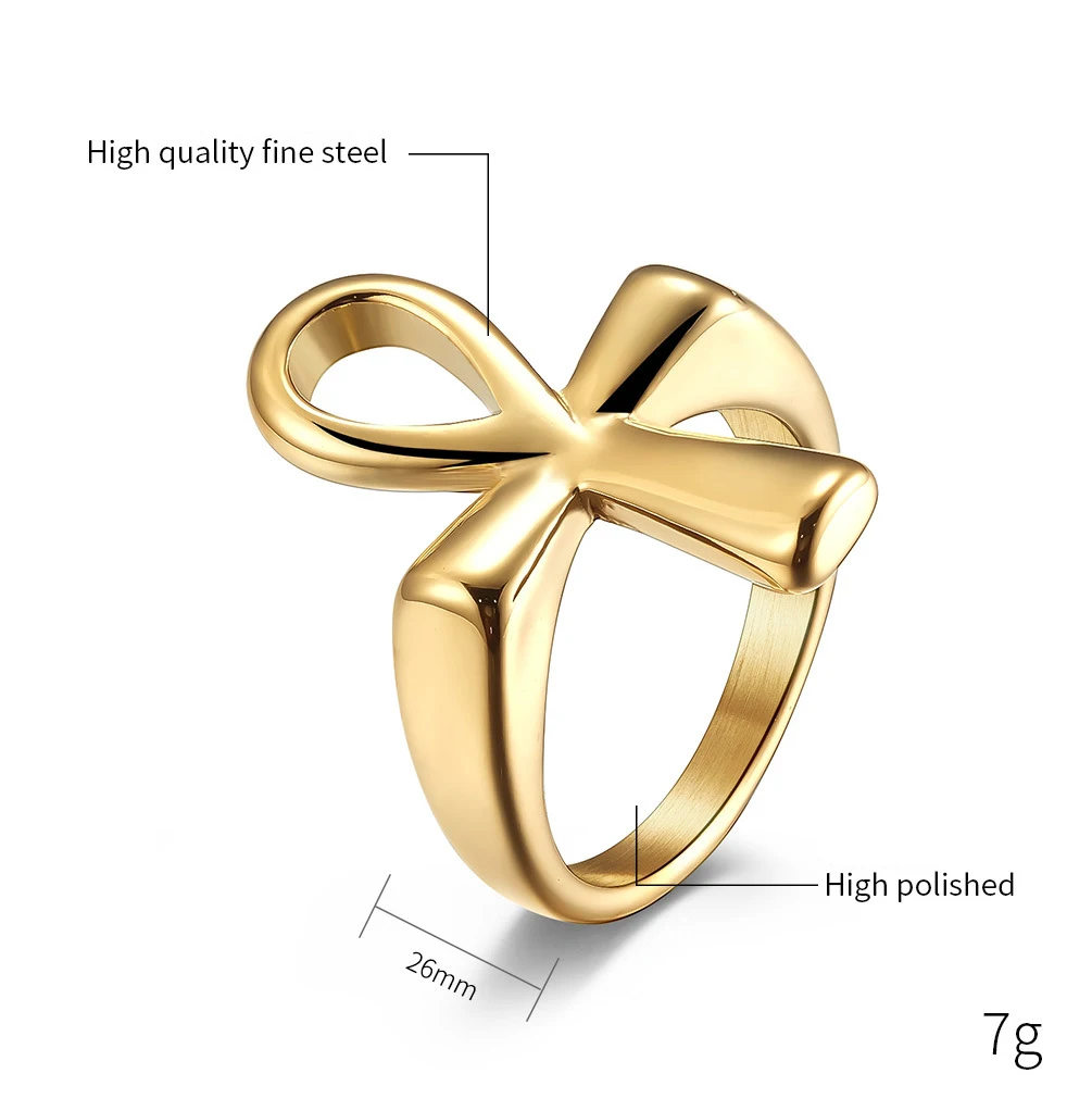 Ancient Egyptian Ankh Cross Hollow Ring Pharaoh Mummy Men Ring