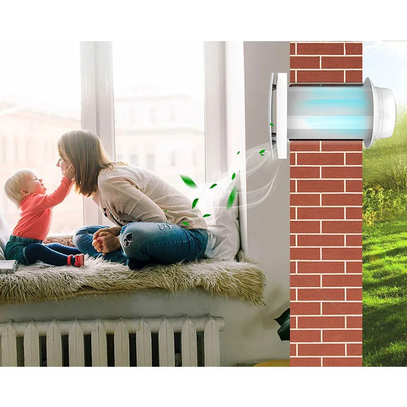 VTRONIC Ductless HRV Ventilation Fan Room-Side Installation Bathroom Exhaust Fan