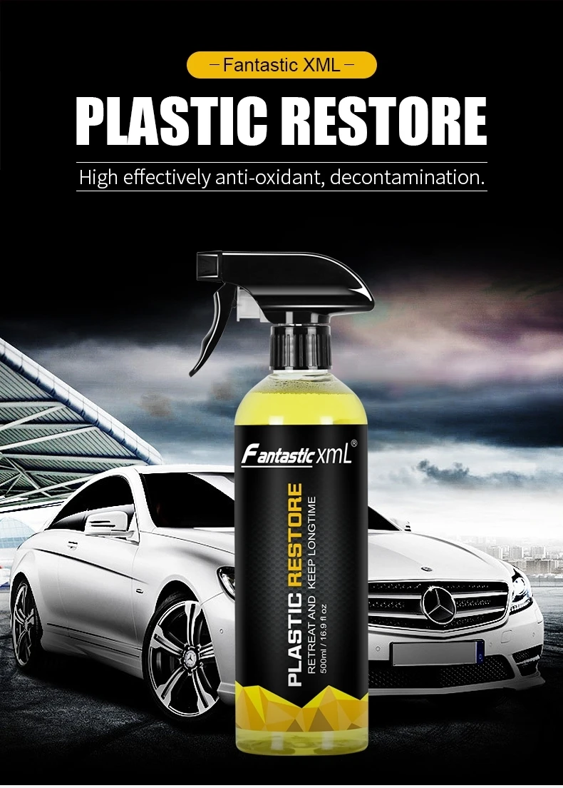 Plastic shine 500 ml liquid spray auto car care products plastic restore