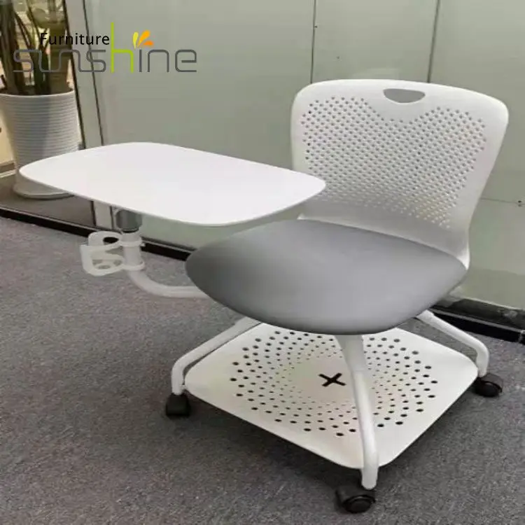 Design Table Sets Workshop Home Wheels On Popular Style Event Notes 360 Swivel Armrest Wheel Training Chair With Abs Writing Pad