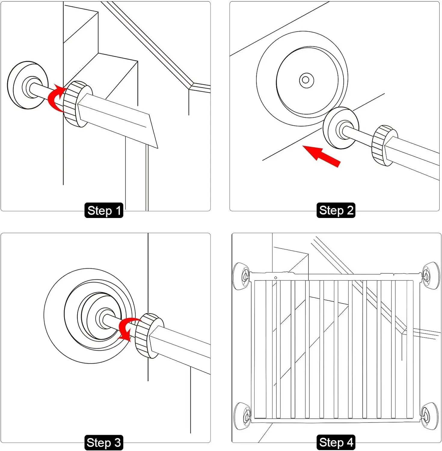 4 Pack Baby Gate Wall Protector Wall Cups for Child Pressure Mounted Stair Safety Gate, Protect Walls & Doorways