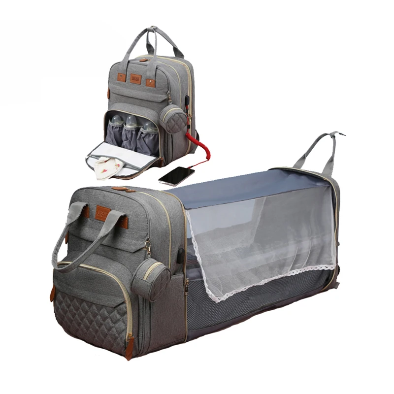 Custom baby nappy backpack 	thermal insulation baby diaper bag with changing station