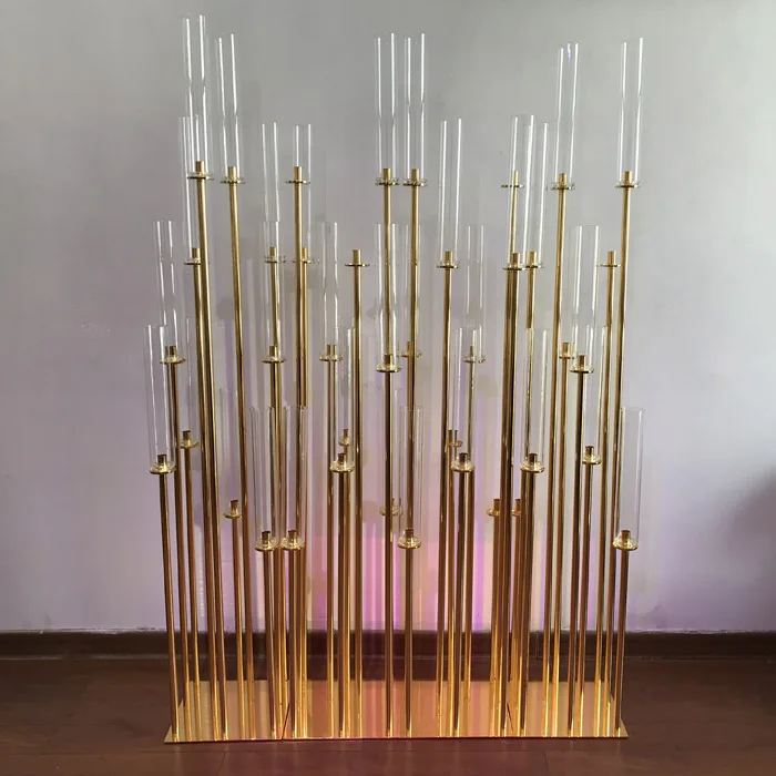 ZT-323G Bling gold long stem candelabra for wedding centerpiece