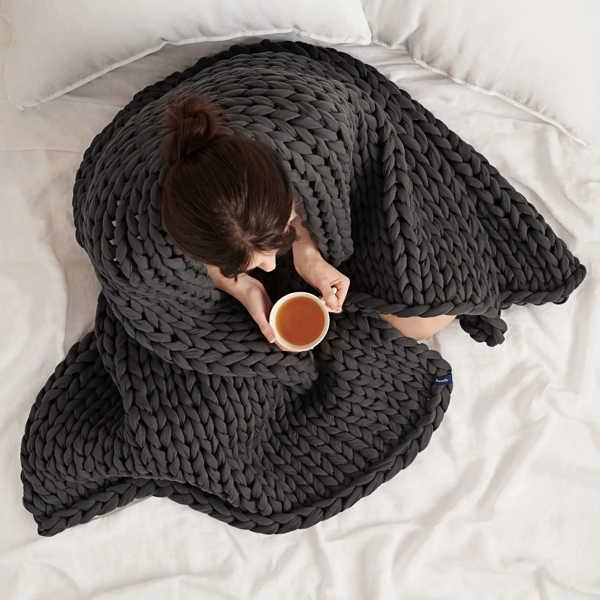 Knit Weighted Blanket  - Chunky Knit Blanket - Sustainable, Breathable, Organic - Machine Washable for Easy Maintenance