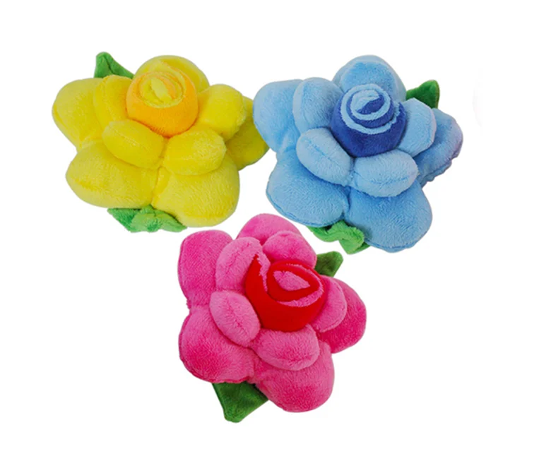 
Factory wholesale Rose flower pet plush toys dog throw toys pet squeaker toys 