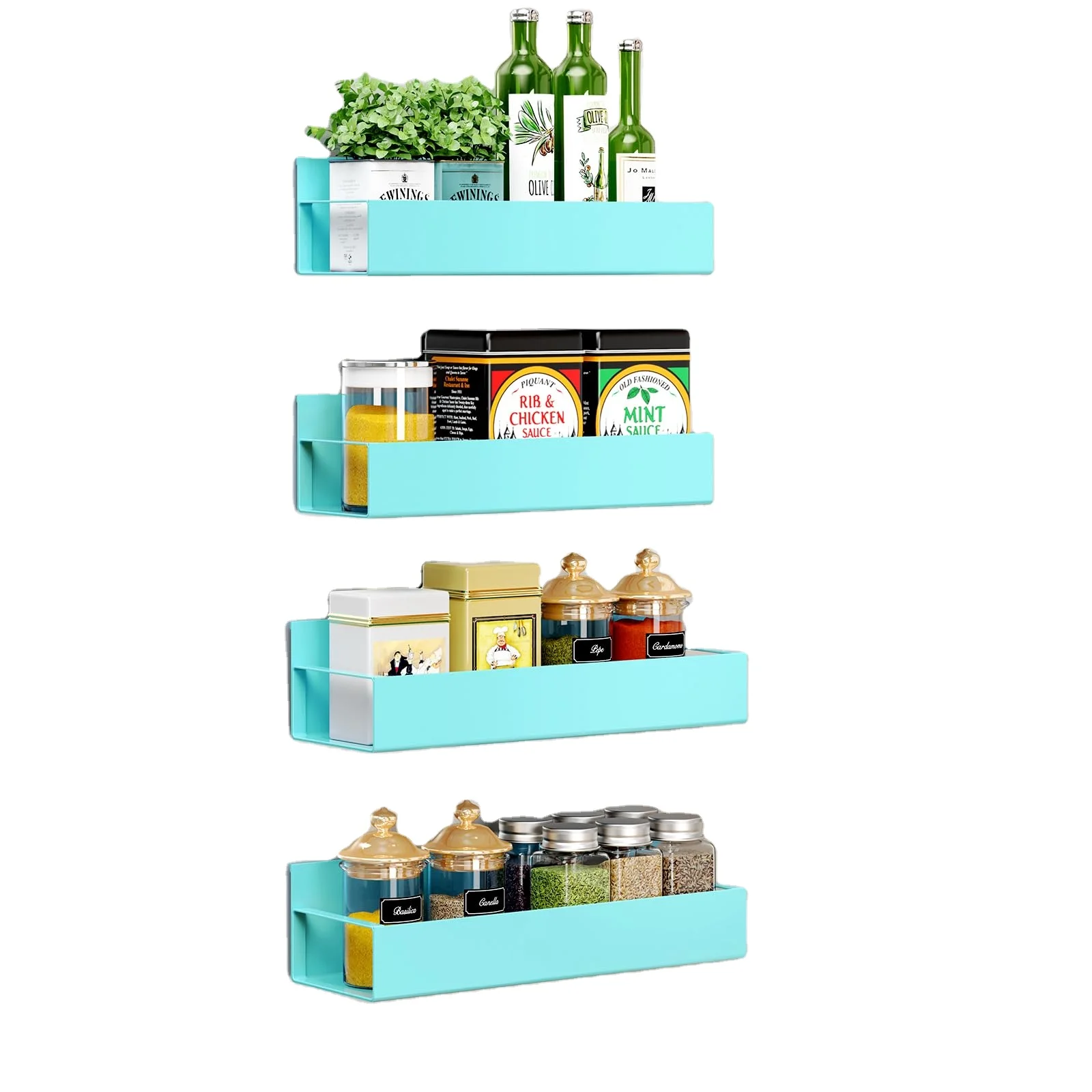 Customized Wholesale  Magnetic Spice Rack Organizer for Refrigerator Storage Shelf Microwave Oven Countertop Shelf Kitchen