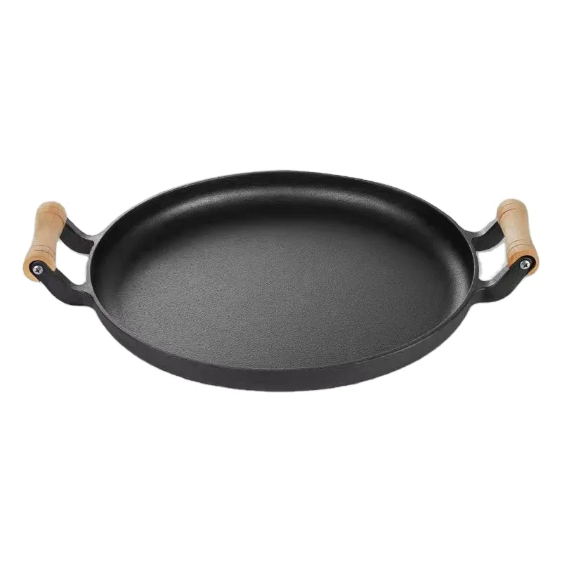 hot selling Cast iron Tawa Pan Pizza Crepe Pan Dosa Roti Tawa Budare Paw Bhaji For Home Use With Double Handle