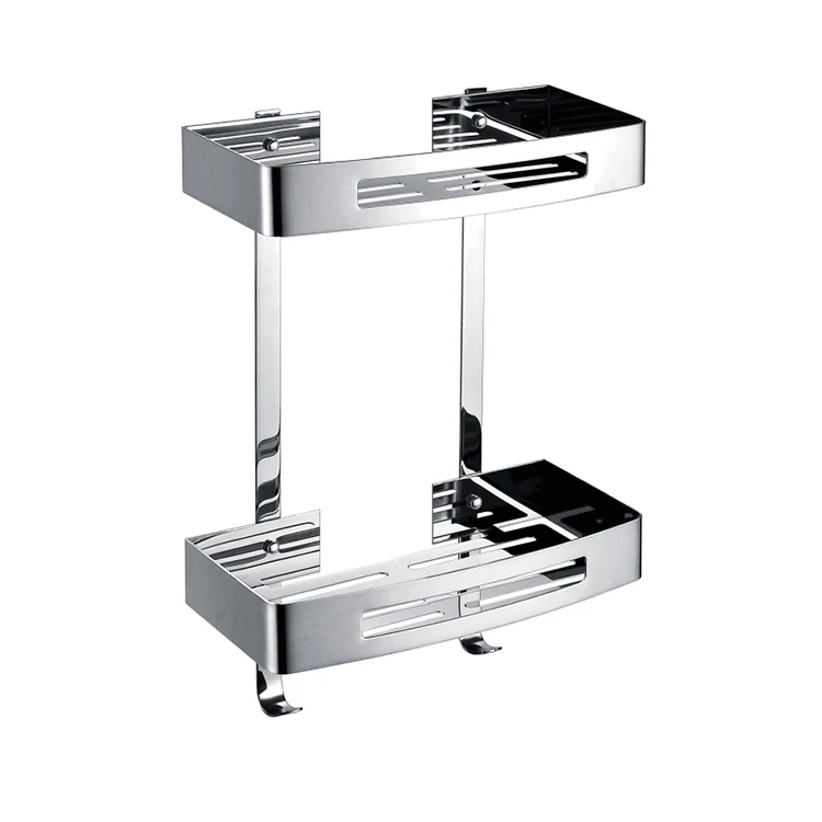 Wall mounted bathroom shelf black stainless Steel Shampoo Holders Rack  shower caddy double layer bathroom shelf for wall