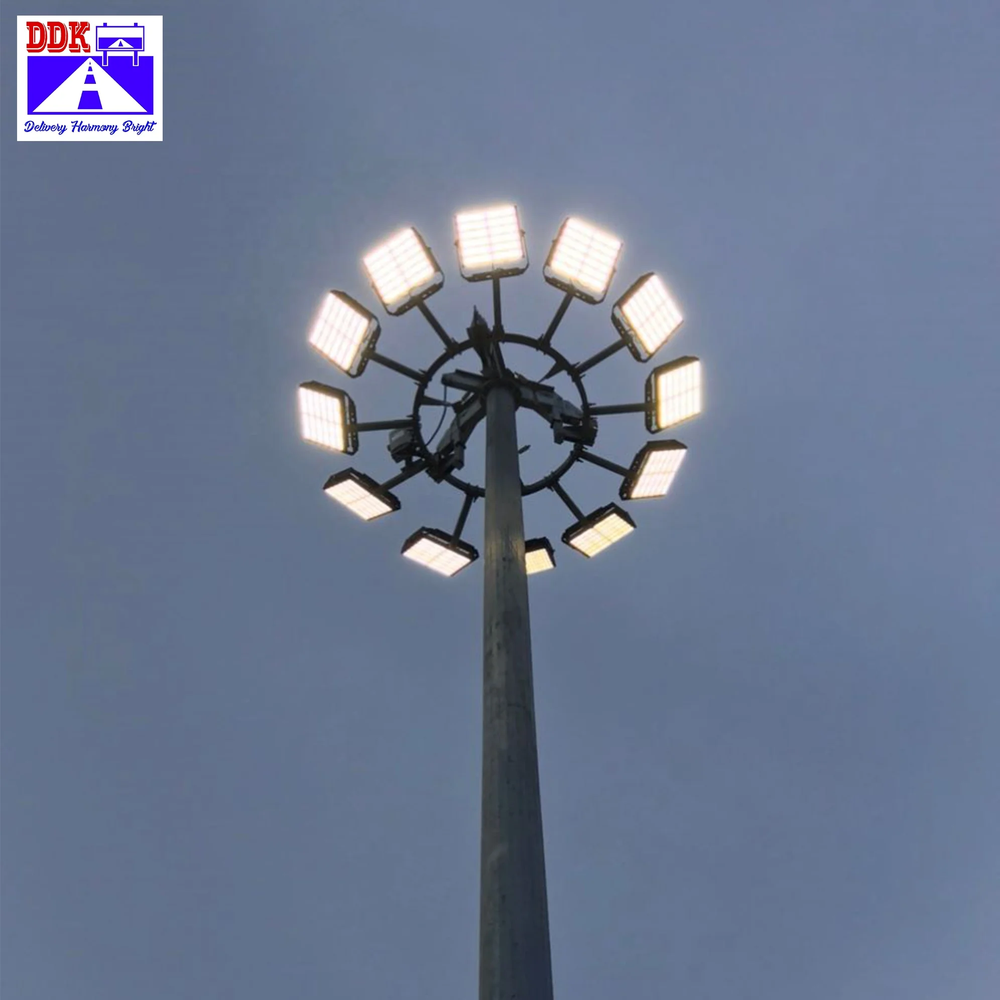 DDK 15m 20m 30m outdoor high quality court galvanized high mast flood lighting Steel Pole