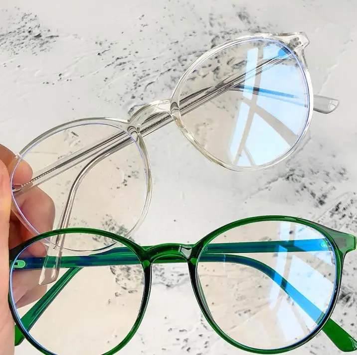 2020 Fashion round frame anti-Blue ray Preppy TR90 glasses frame Jelly color core-foot glasses flat light mirror