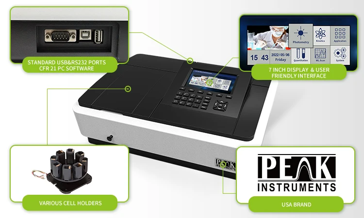 Laboratory Dual Beam 1nm Slit 190-1100nm Uv Vis Spectrophotometer