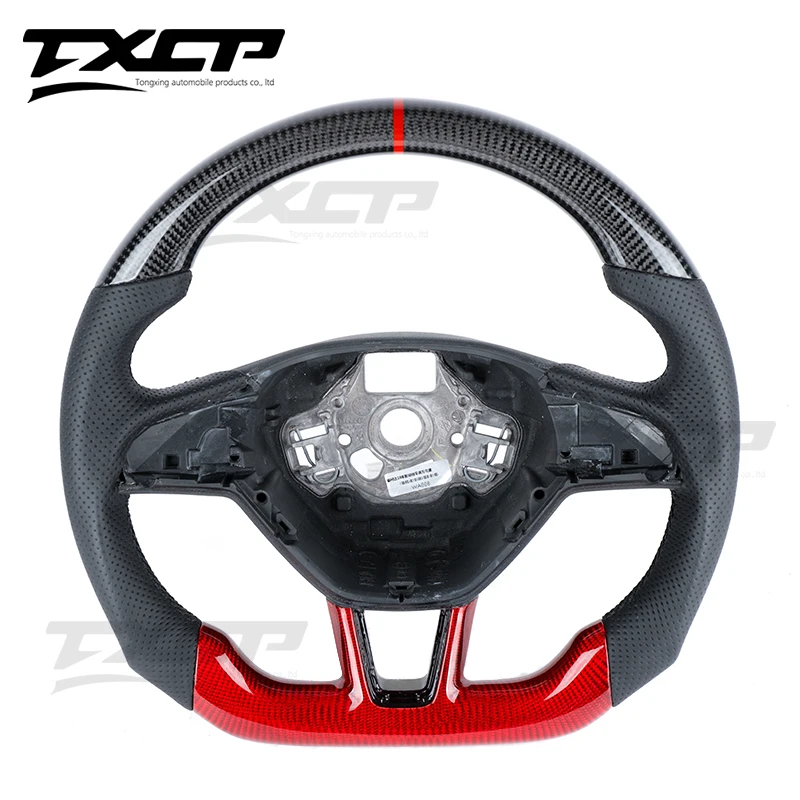 For Skoda Octavia RS SkodaYeti Fabia RS Kodiak LED Carbon Fiber Steering Wheel