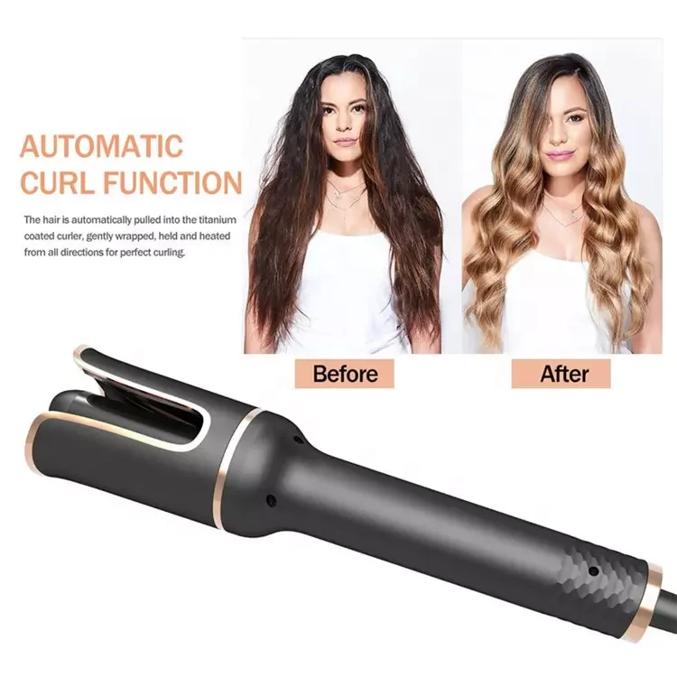 LCD Display Curling Iron Wand Ceramic Infrared Hair Curler Fast Heating Auto Shut-Off Spin Iron for Hair Styling