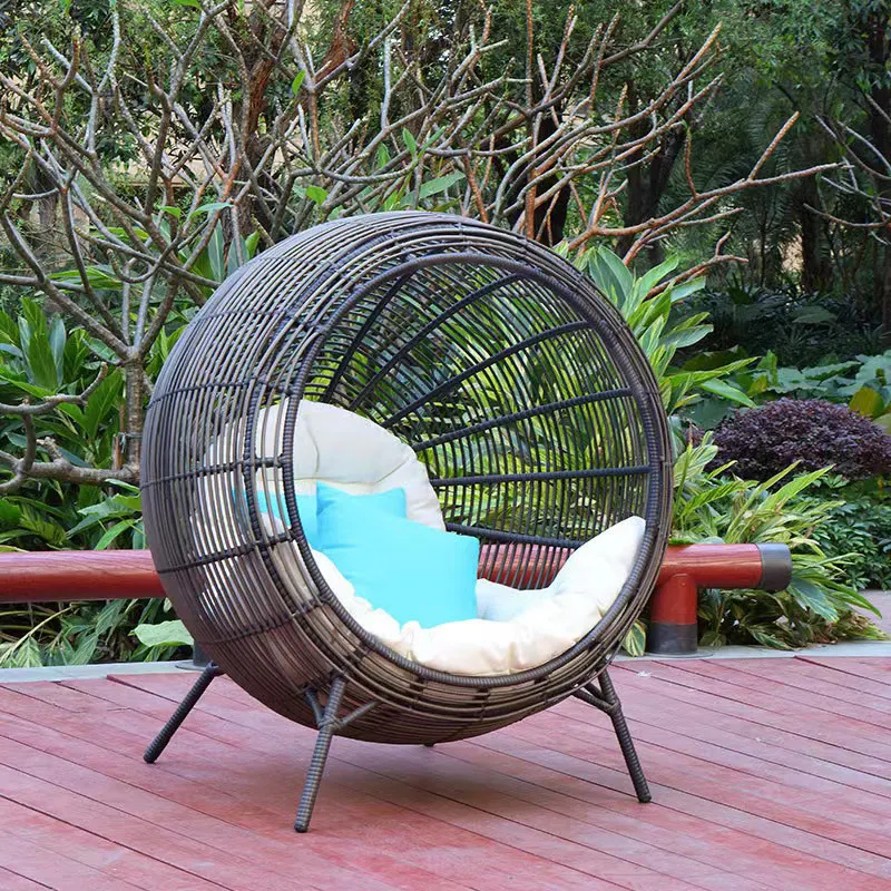 Modern Leisure Metal Rattan Simple Design Garden Wicker Patio Rattan Sofa Chair