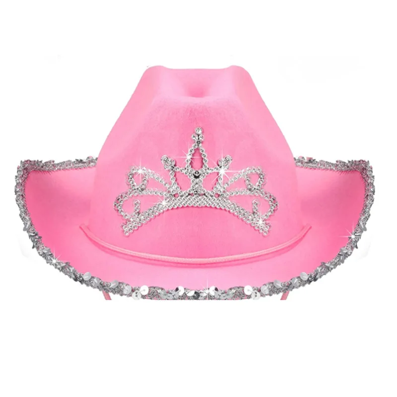 christmas 2024 Manufacturers  cowboy hat sequins pink silver-trimmed crown western color diamond cowboy hat