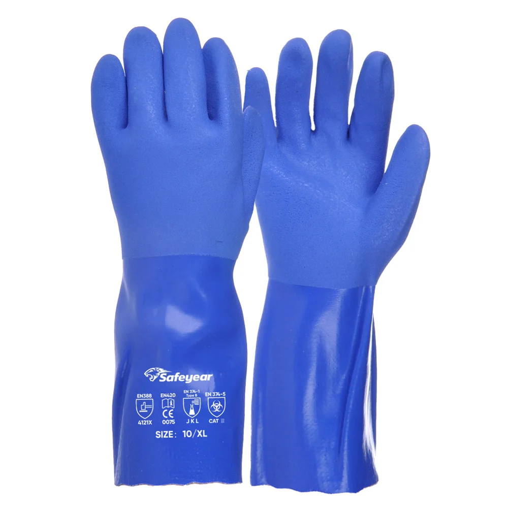 Anti-Chemical Protective PVC Hand Gloves Chemical Resistant Rubber Gloves from Acid and Alkali