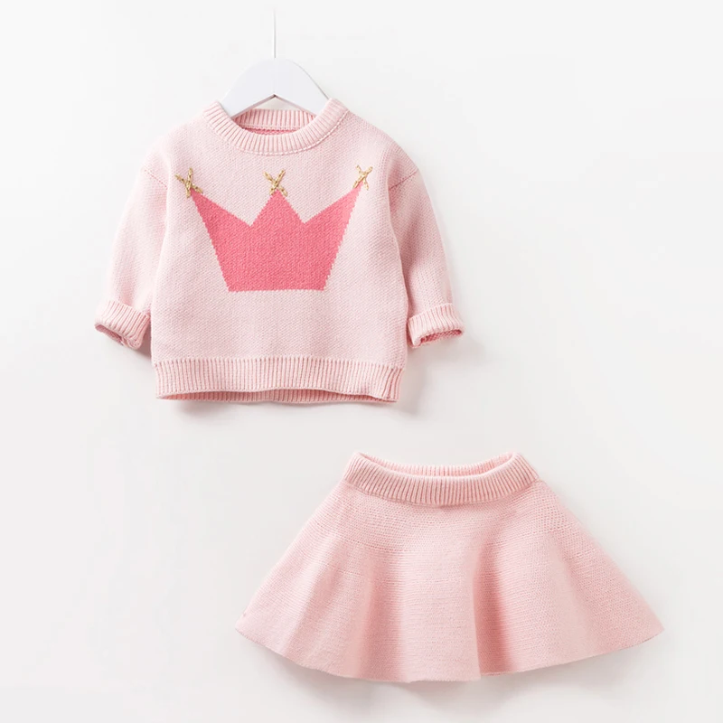 
Autumn baby boutique outfits long sleeve children clothing sets girls sweaters and skirts 