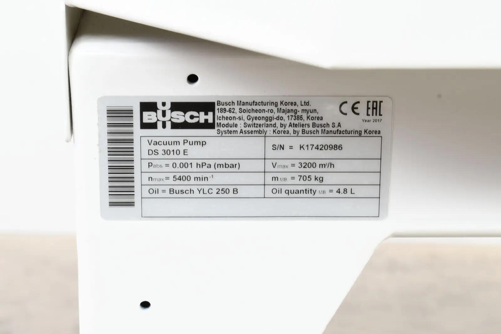 Busch Ds 3010 E, Cobra, Screw Vacuum Pump