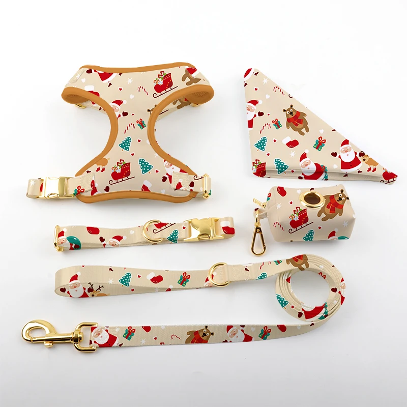 Christmas print Reversible Dog Harness Walking  Best Designer Pet Harnesses for Extra Small Medium Large XL Dogs Plus Pug Breeds