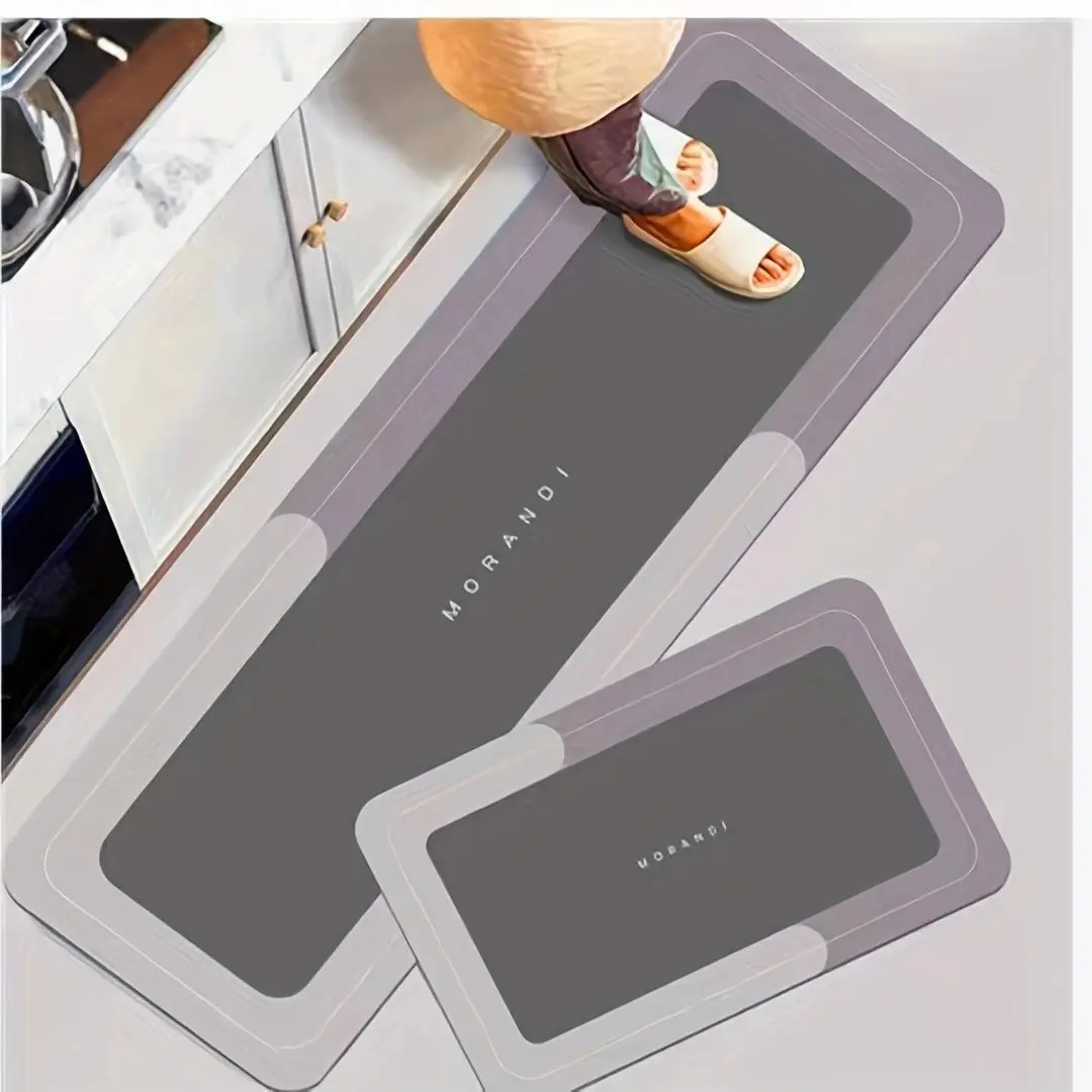 Cross-border simple diatom mud style porch entry bathroom kitchen floor mat two-piece wholesale