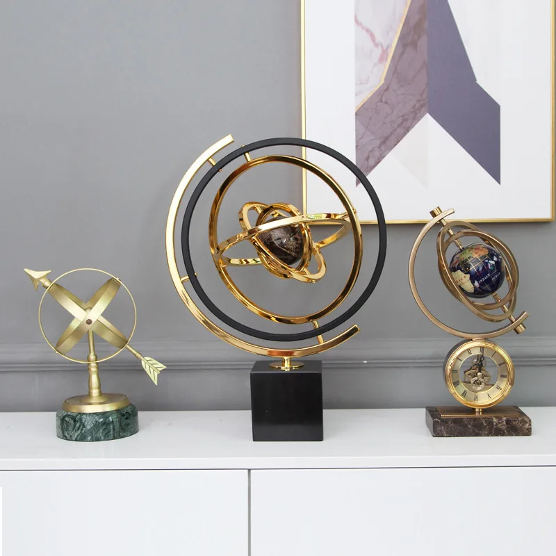 Nordic interior decoration modern living room accessories metal globe marble crafts table showpiece ornament other home decor