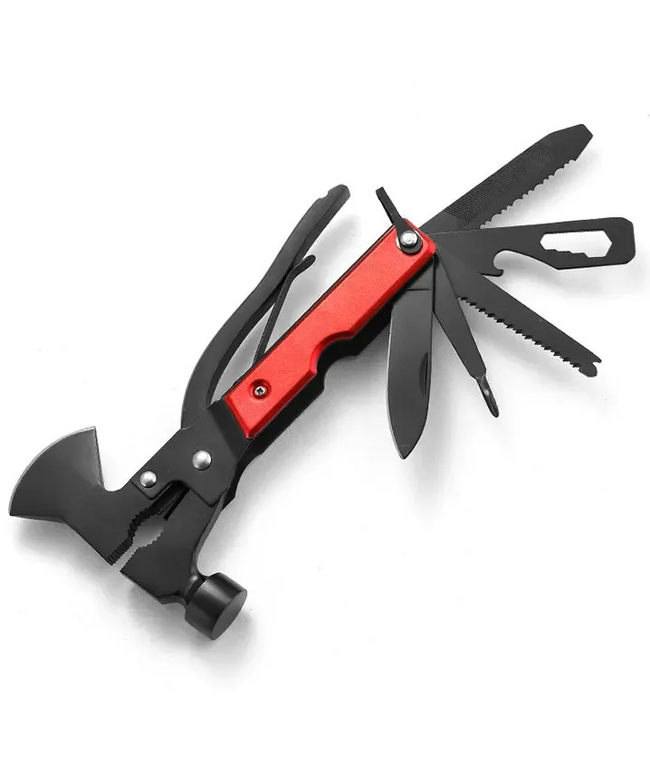 Firstime Outdoor Best Camping Accessories Gifts Portable Mini 15 in 1 Survival Hatchet Multitool Axe Hammer for Men Dad Husband