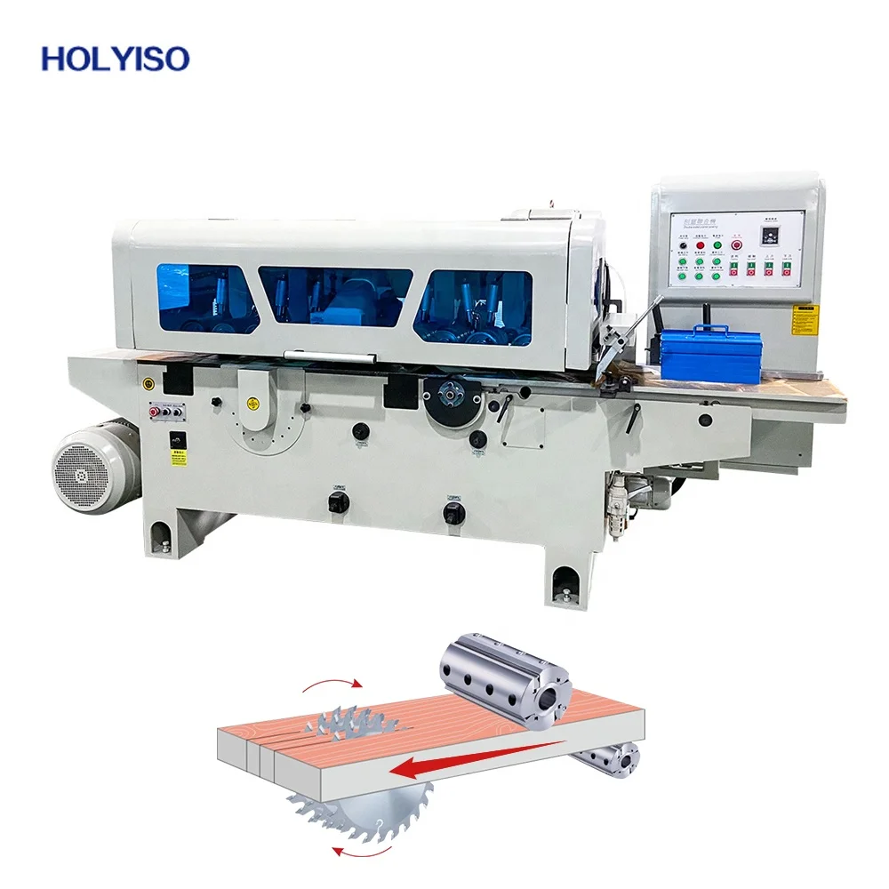 HOLYISO KI9330 2 sided planner machine solid wood board double side planer with multiply rip saw