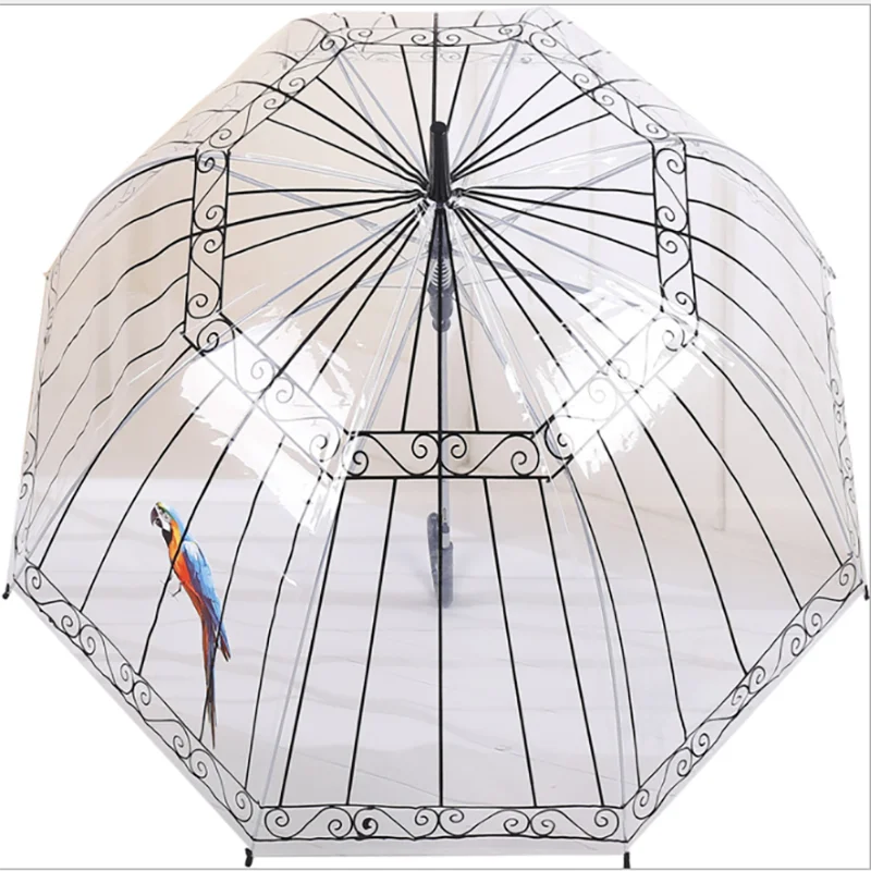 Custom Design Logo Clear Dome Umbrella Cheap Transparent Umbrella With Plastic Hook Handle