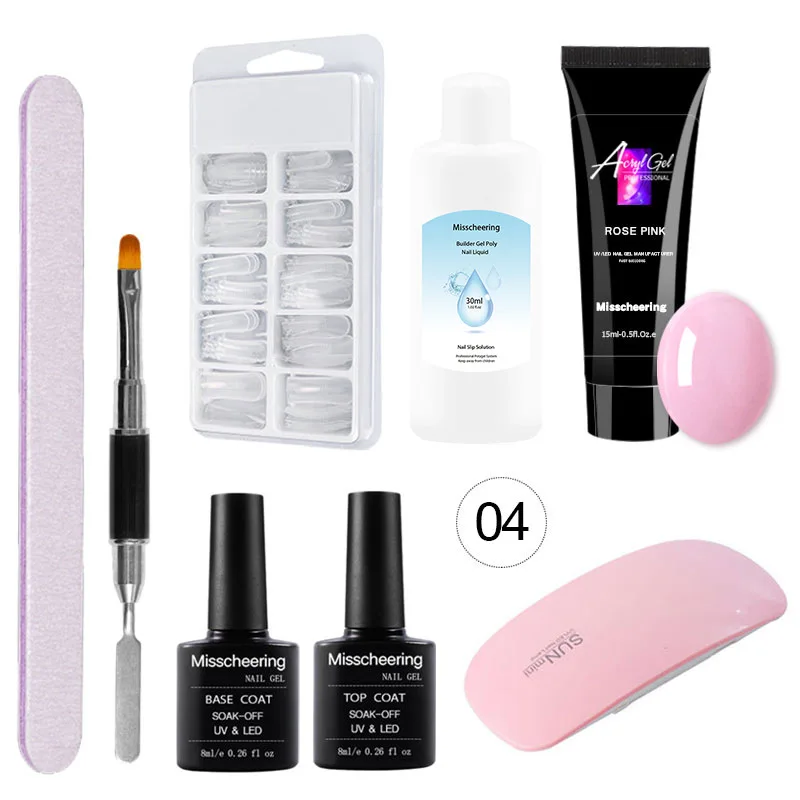High quality gel nail polish kit with uv lamp set nail builder extensions acrylic nail kit professional for beginners