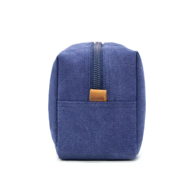 Wholesale Custom Logo Mens Vintage Canvas PU Leather Travel Toiletry Bag For Men