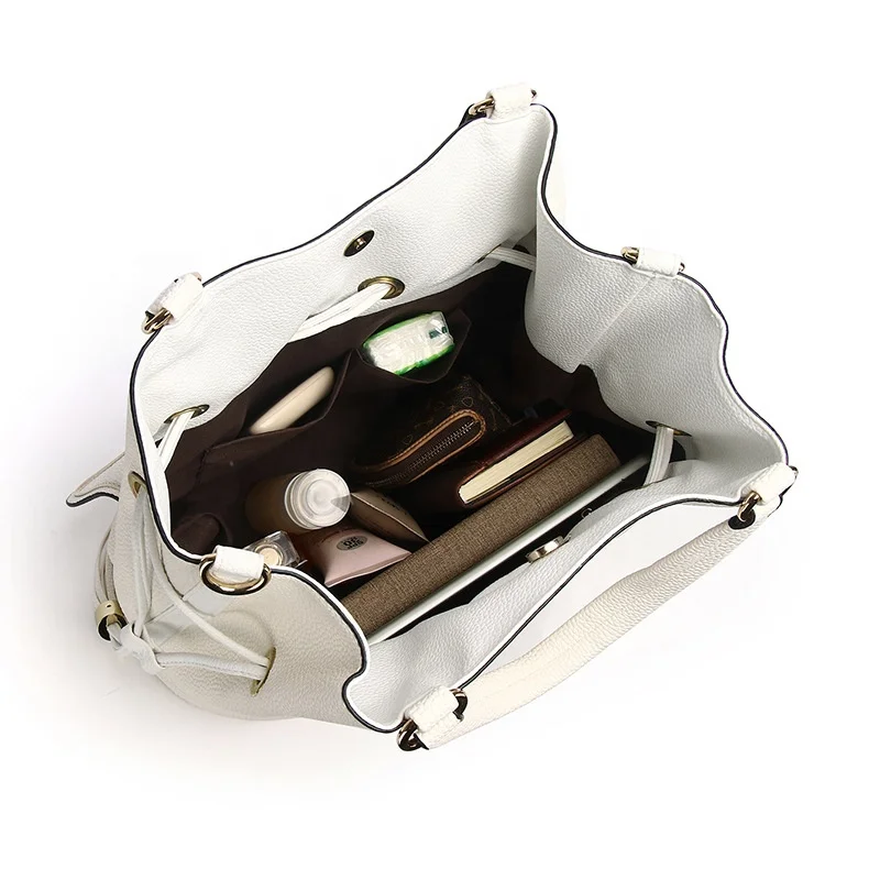 2022 Fashion Women Customize Logo Wholesales Handbags Tassel Bucket Bags Set Leather Bags