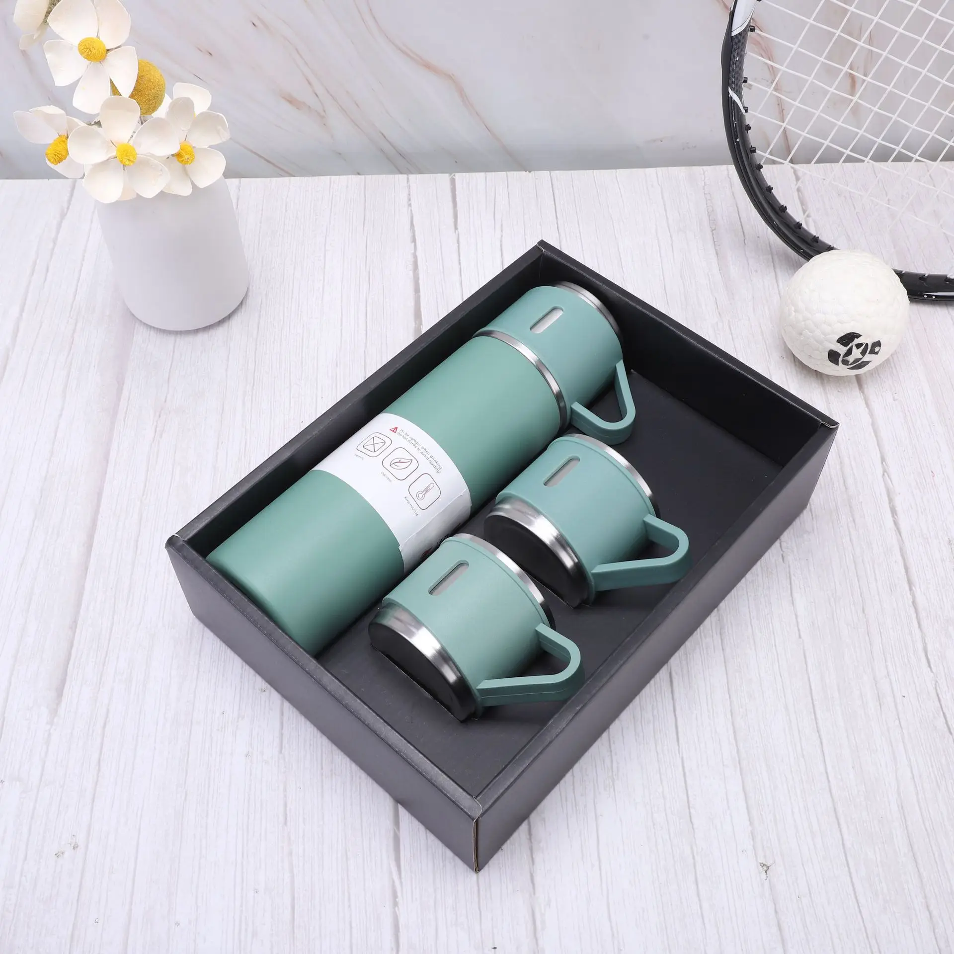 Business custom 500ml leakproof stainless steel insulated thermos vacuum flask gift set cup double wall tea water bottle