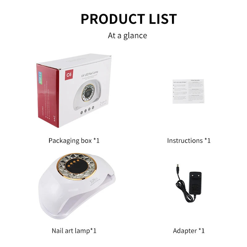 DKW New Arrival 268W-63Beads SUN-C6 Fast Curing UV LED Gel Dryer Nail Lamp For Salon Manicure UV Led Gel Dryer Nail Lamp