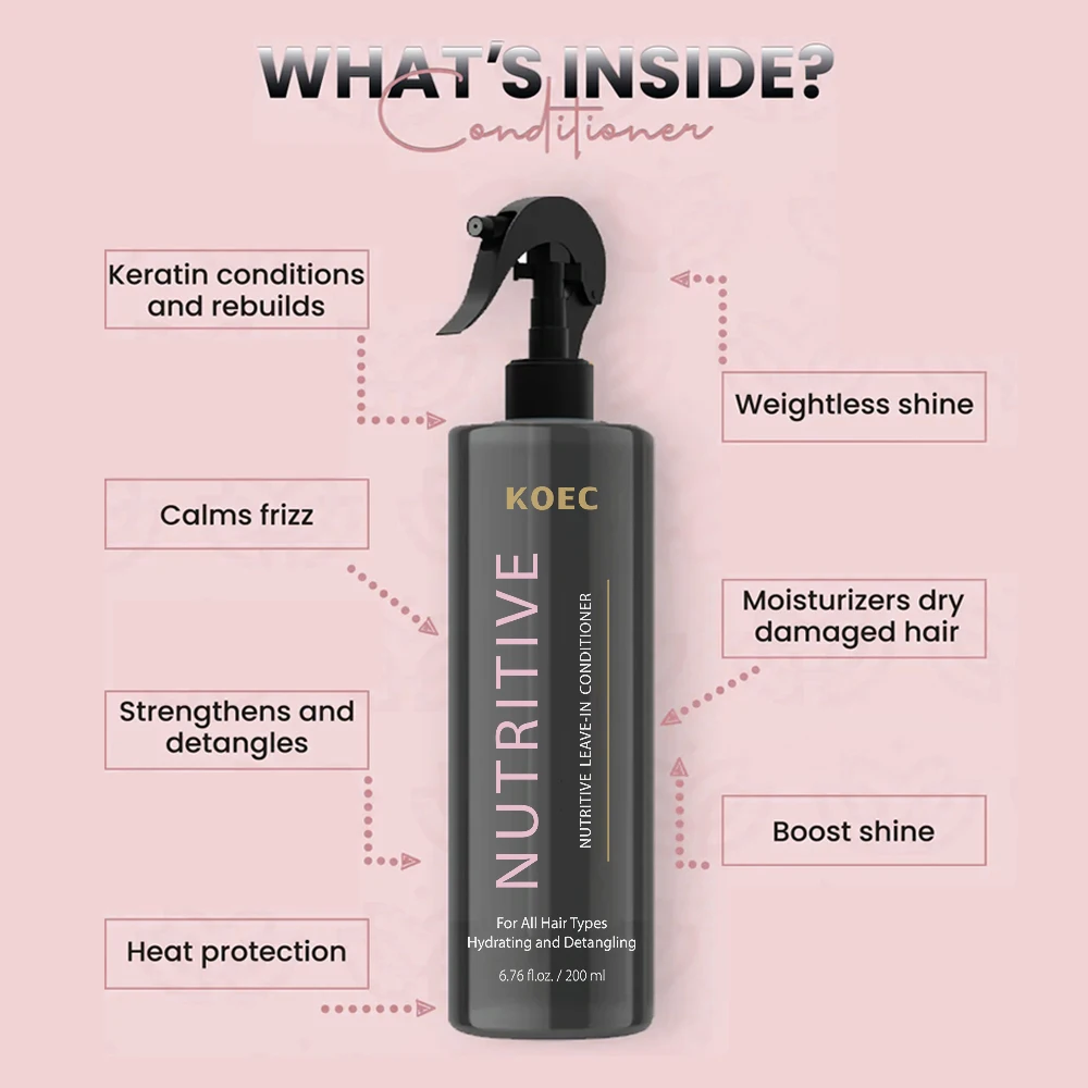 KOEC Nutritive Leave-In Conditioner Shine Repairs the Colored Bleach Hair Strands Protect Hair Color Provide Thermal Protection