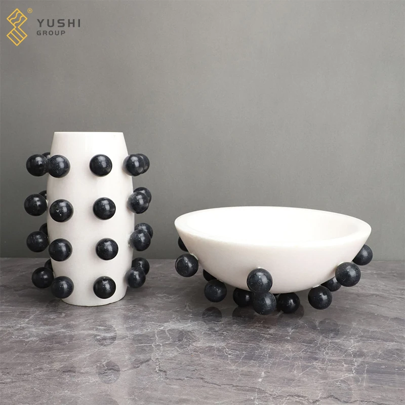 Yushi Group гостиная украшение для дома роскошный черный круглый декор мраморная Цветочная ваза интерьера современный
