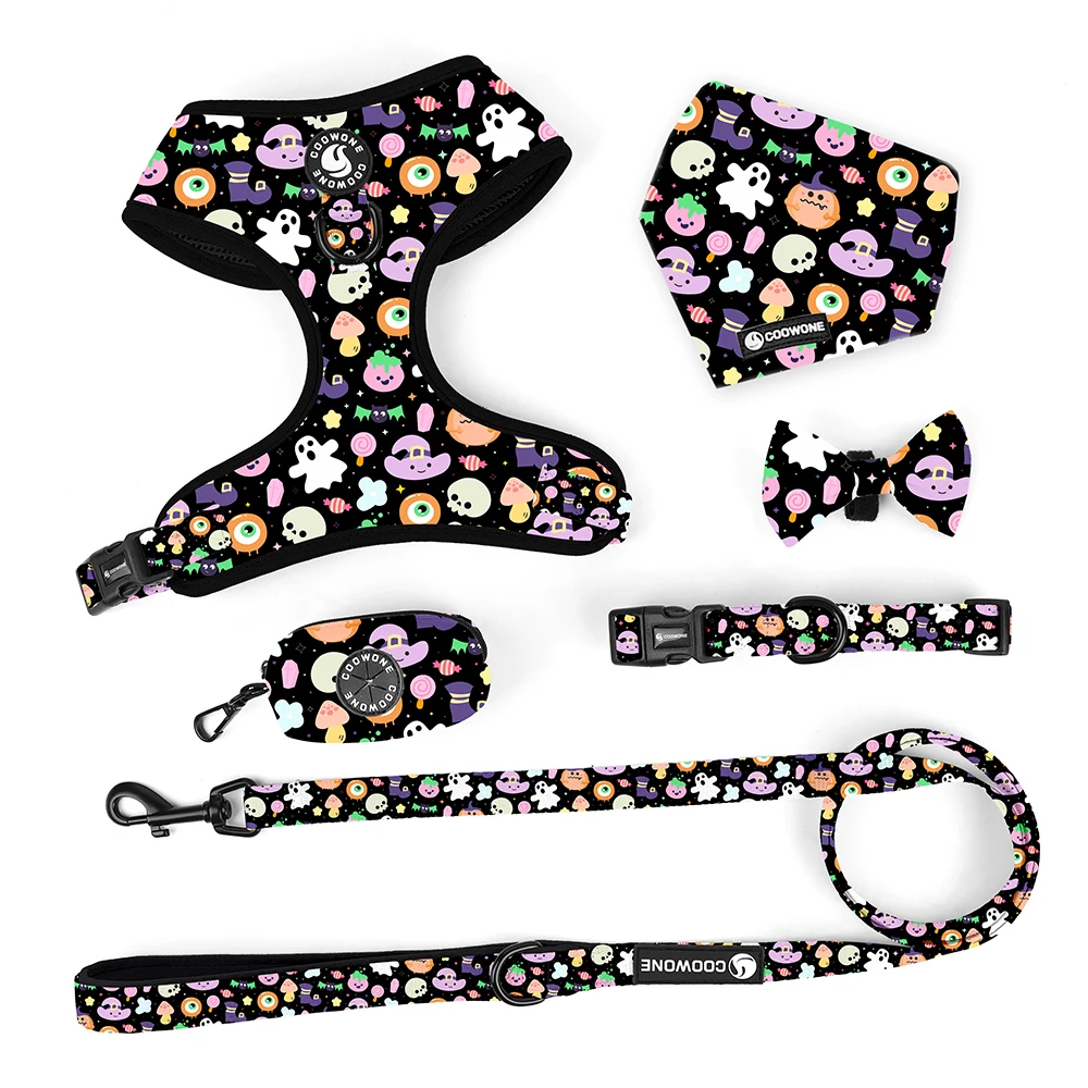 Personalized Flower Pattern Dog Harness Set Pet Collar And Leash Product Cardboard Hangers Package Box