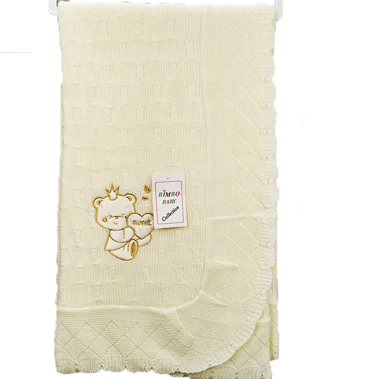 Wholesale Price Custom Knitted baby shawl 100% acrylic double layer baby shawls and blankets
