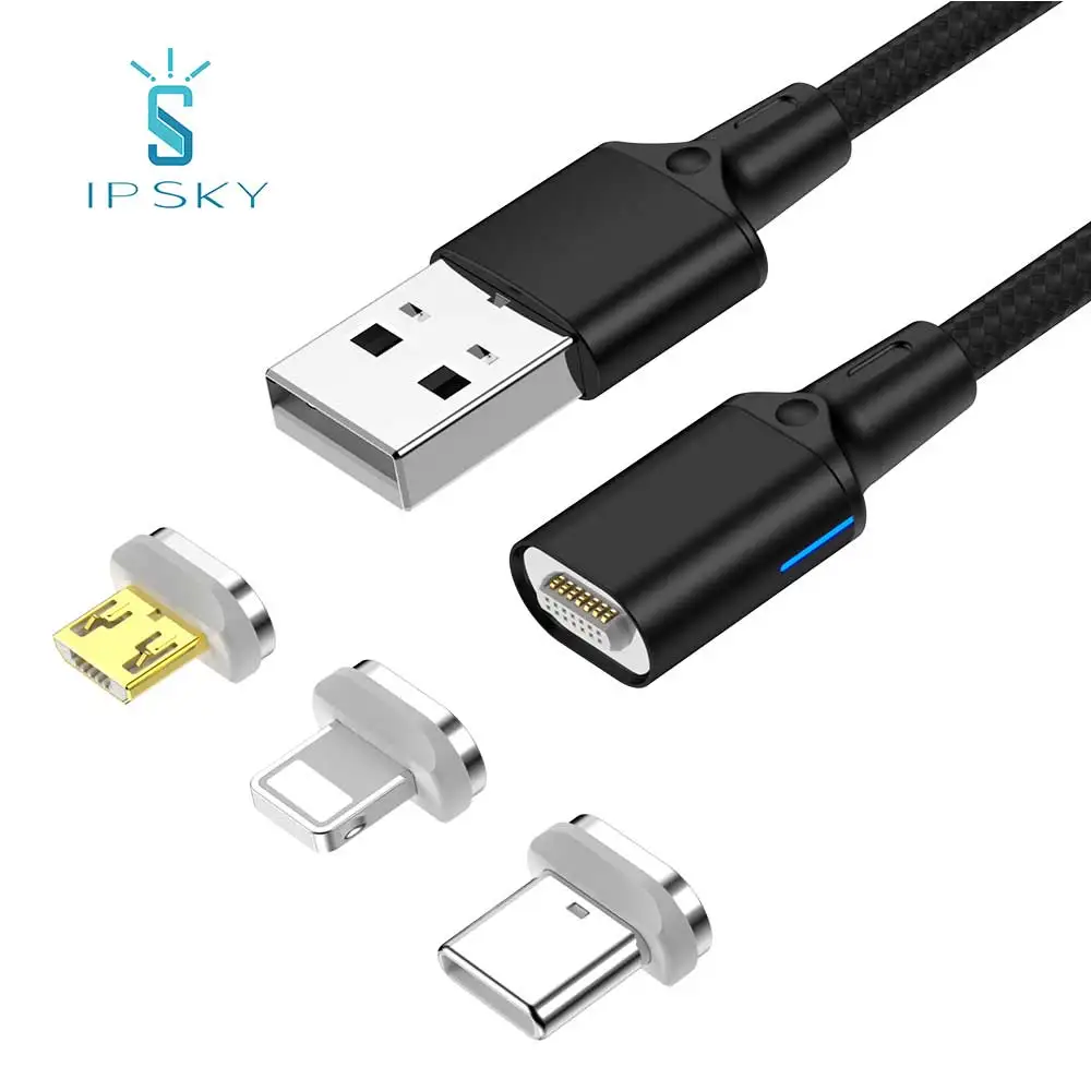  Оптовая продажа IPSKY ios android телефон быстрое зарядное устройство 3 в 1 Магнитный кабель micro usb type c lightning