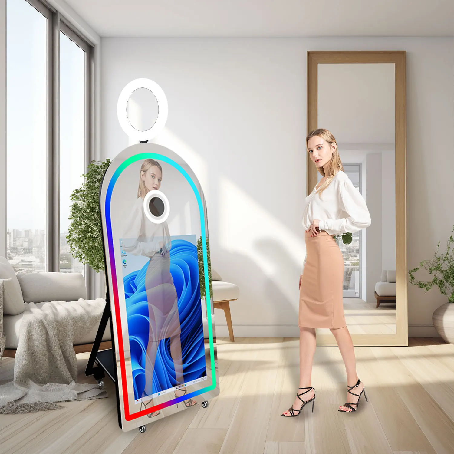 Arch Mirror Photo Booth Selfie Digital Magic Mirror Photo Booth DSLR Camera Photobooth Machine Party Supplier For Party