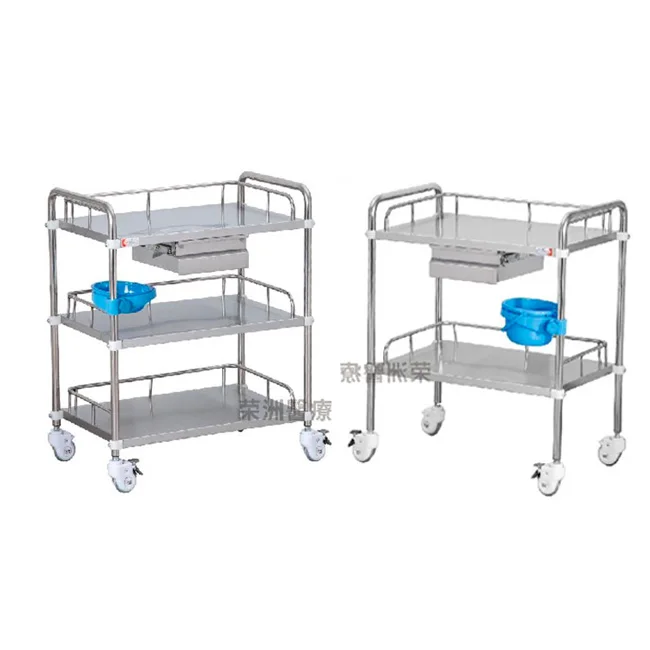 Wholesale stainless steel  instrument trolley assembled medicine cart hospital medical trolley cart with wheel