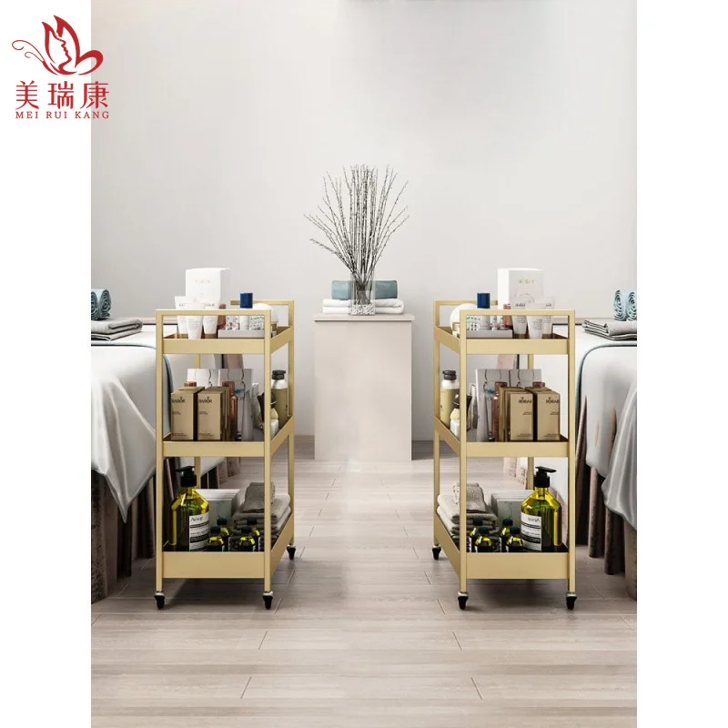 Golden metal salon furniture cheap working trolley wholesale