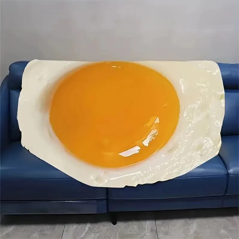 Irini Customization Creative Funny Oversized Blanket Food Novelty Soft Flannel Round Nap Wrap Plush Egg Print Blanket