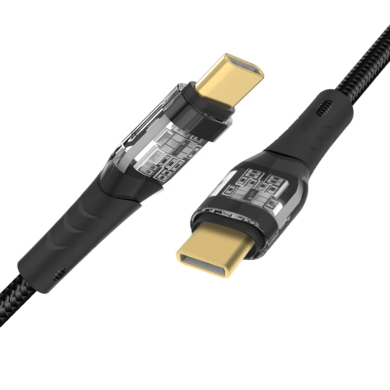 Wholesale Visual safety type C to C Cable OEM ODM 1m 3.3ft Clear Plastic USB Cable for smart Mobile device